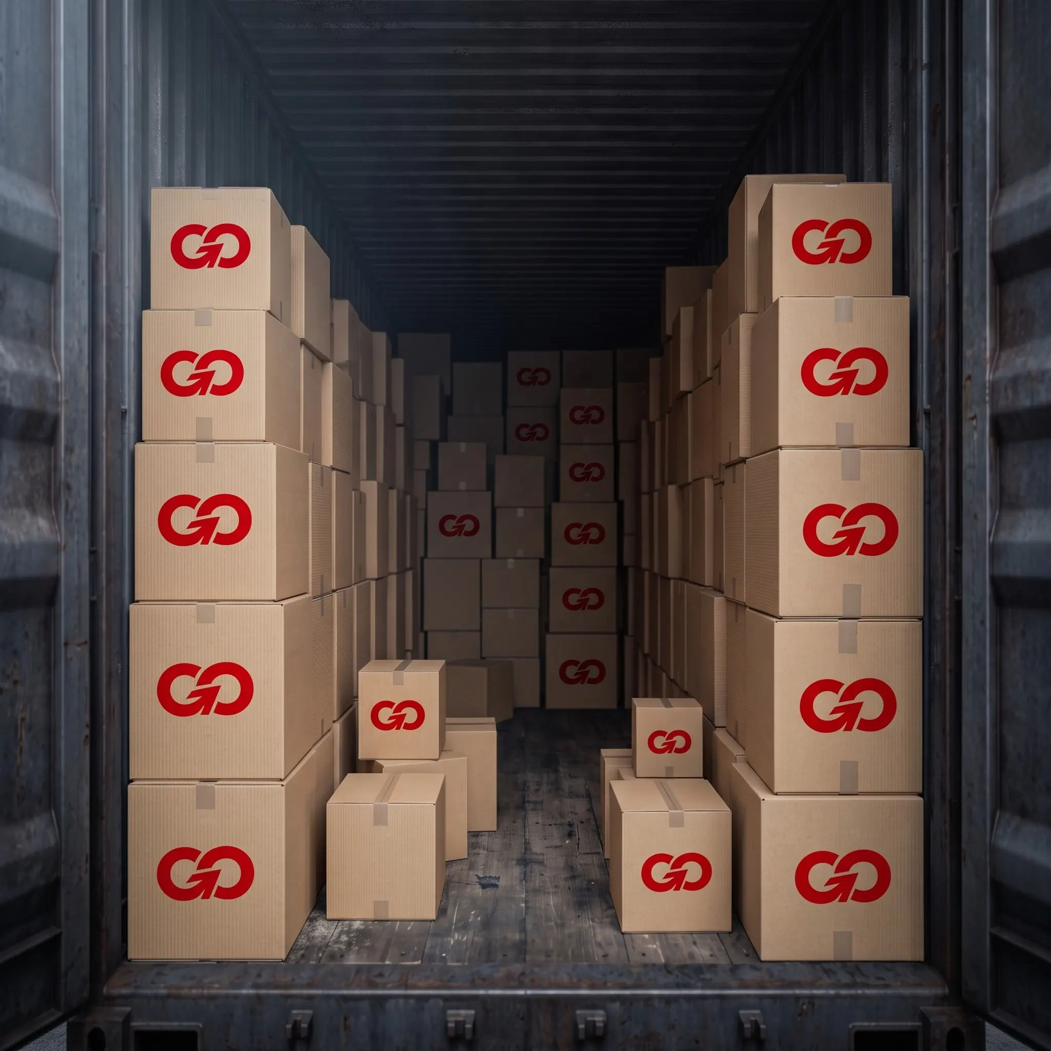 Interior de contenedor con cajas Legacy